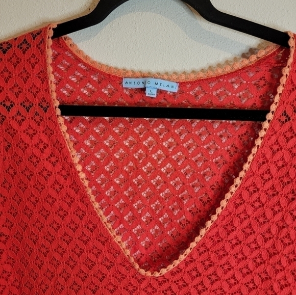 Antonio Melani Red eyelet Swim Cover Up size Large - Picture 2 of 7